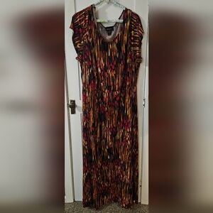 Lane Bryant Vibrant Maxi Dress with Red and Brown Hues